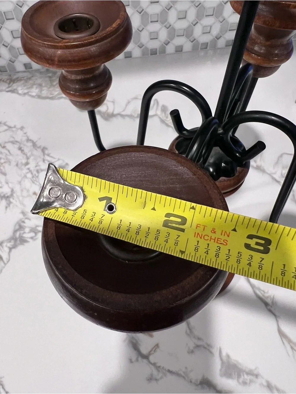 Homco Candelabra Vintage 1960s Brown 5 Arm Wood Iron Rustic Candle Holder